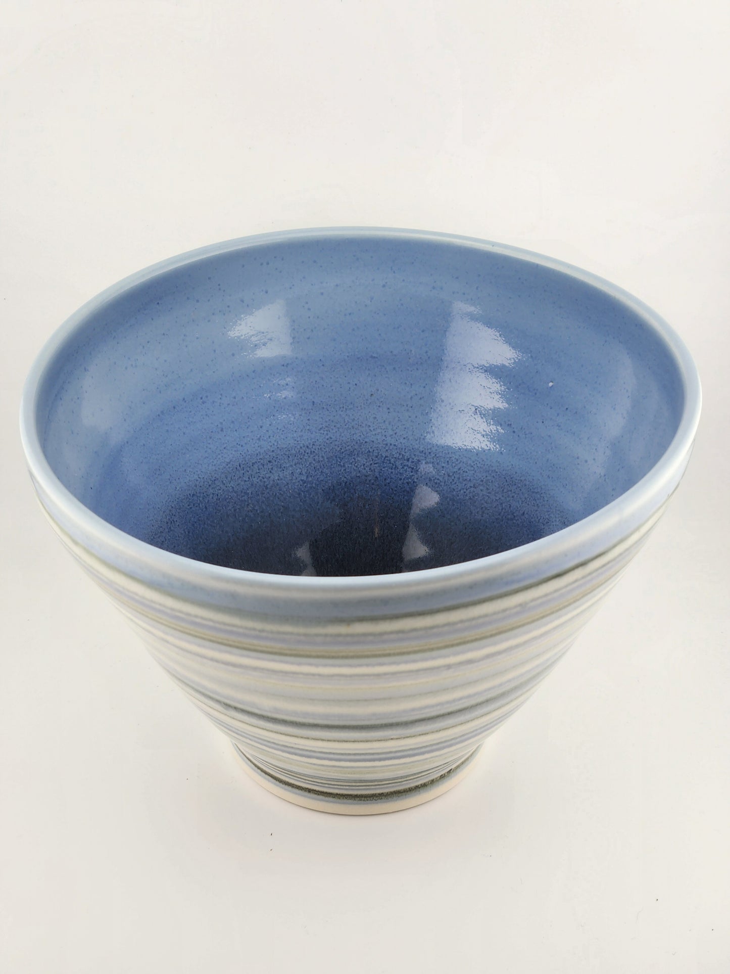 Blue and Grey Striped Bowl