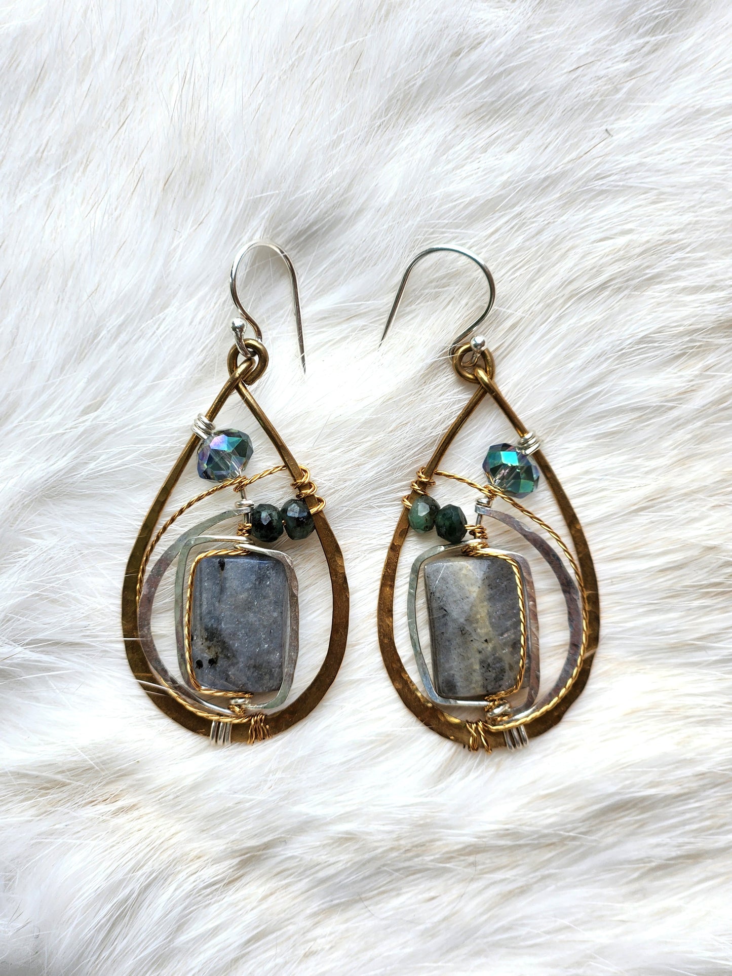 Labradorite Leaf Earrings