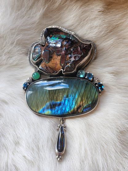 Boulder Opal Fish Pin