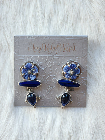 Lolite Czech Flower Earrings